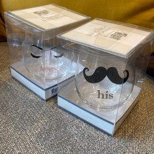 Dei stemless wine glasses his and hers